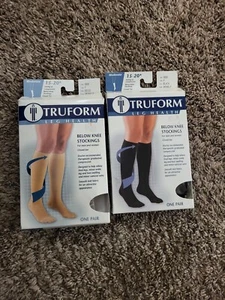 TRUFORM LEG HEALTH BELOW KNEE STOCKINGS COMPRESSION Moderate 15-20 mmHg sz F - Picture 1 of 2