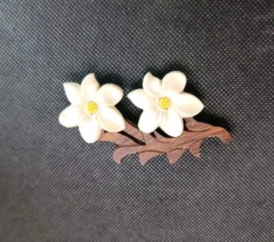 Broche prendedor vintage de madera y plástico temprano alrededor de 1930 sin firmar Foto 1 de 4