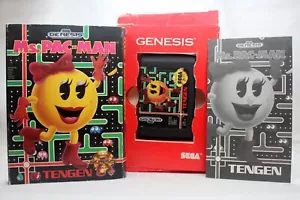 Ms. Pac-Man (Sega Genesis, 1991) Cardboard Box, Manual & Game Cartridge - TESTED - Picture 1 of 24