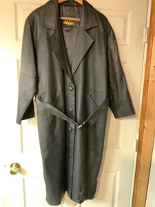 KC collection women’s long leather coat belted Medium - Picture 1 of 6