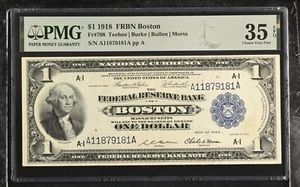 $1 1918 PMG 35 EPQ Boston Federal Reserve Bank Note Fr. 708 - Choice Very Fine - Picture 1 of 2