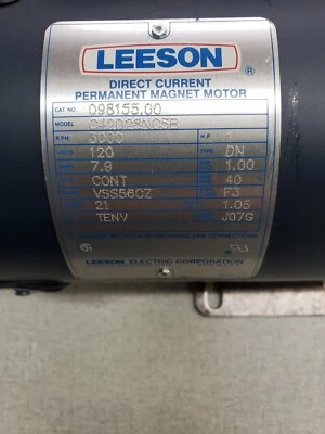Leeson DC Motor, 1 HP, 3000 RPM, 0-120 VDC, TENV, 56CZ, Shaft Diameter- 5/8" - Image 1 of 4