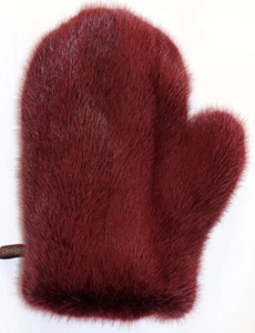 Mink Glove Fur Massage Fur Wellness Stroke Erotic Wine Red - Picture 1 of 2