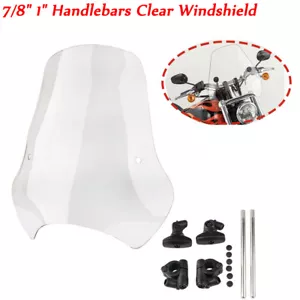 Large 19x17" Clear Windcreen Universal Motorcycle 7/8 & 1" Handlebar Windshield - Picture 1 of 7