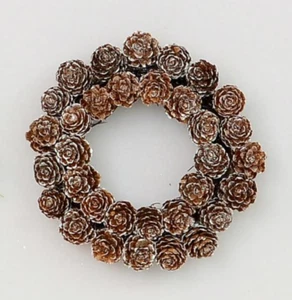 3" Candle Ring Christmas Decoration Natural Frosted Cone - Picture 1 of 1