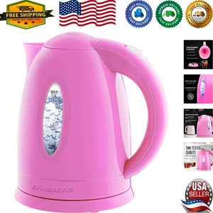 Compact 1.7L Hot Water Kettle with Auto Shut-Off - Pink Stainless Steel Design - Picture 1 of 11