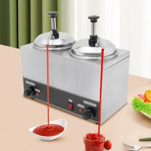 110v Electric Sauce Warmer Cheese Sauce Pump Dispenser 2.1Qt * 2 Jam Warmer 700w - Picture 1 of 22