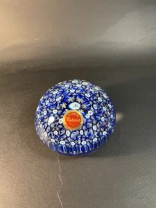 Pisapapeles caña de vidrio artístico azul y blanco Murano Millefiori - Imagen 1 de 18