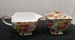 Vintage Godinger Royal Cotswolds crema chintz floreale e zuccheriera con coperchio - Foto 1 di 9