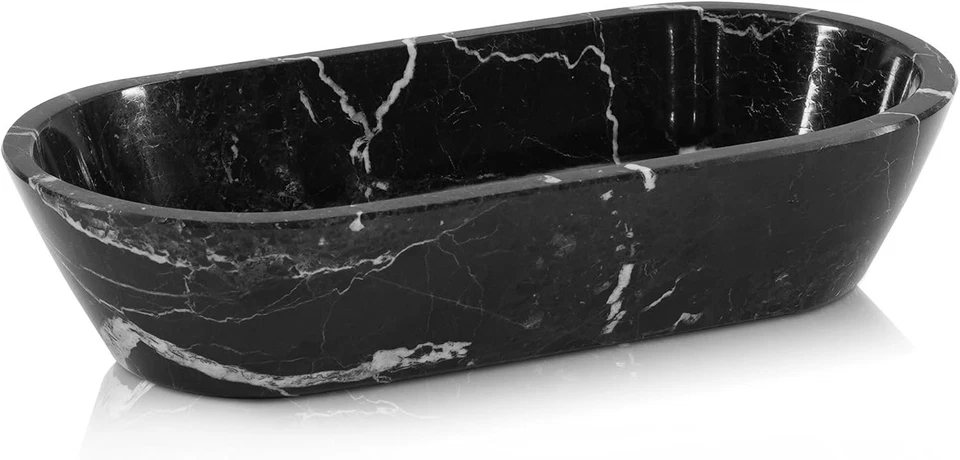 Cuenco de masa de mármol de 10" Handmad Stone Bowl para decoración de mesa de comedor acento de granja Foto 1 de 1