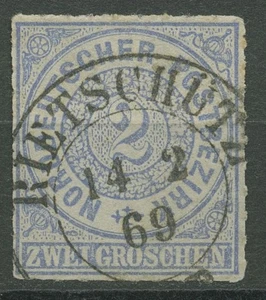 Distrito postal del norte de Alemania NDP 1868 2 centavos 5 con sello PR-K2 RIETSCHÜTZ - Imagen 1 de 1