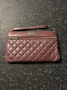 Michael Kors Burgundy Leather Selma Clutch Wristlet Pouch - Picture 1 of 4