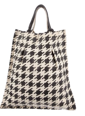 MAYLE замечательный черный/желтовато-коричневый houndstooth проверить каждый день "Тати" холст сумка с короткими ручками - Изображение 1 из 4