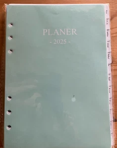 Kalender Einlagen A5 Ringbuch 6 Löcher 2025 1 Woche auf 2 Seiten - Bild 1 von 3