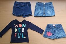 Denim Shorts + T-shirt bundle - age size 3-4 years - 3 x shorts + L/S Tee