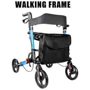 Folding Rollator Walker Aluminium Walking Frame Mobility Aid Lightweight 4 Wheel - Picture 1 of 8