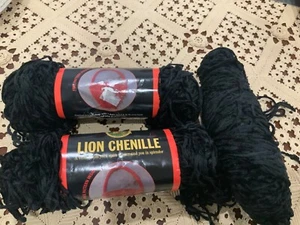 Skeins Lion Brand Chenille Thick & Quick Yarn #153 Black, lot - Picture 1 of 4