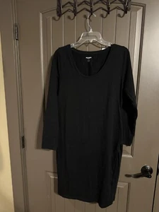 New Old Navy Maternity Fitted Dress Size Large Solid Black Long Sleeve NWT - Picture 1 of 2