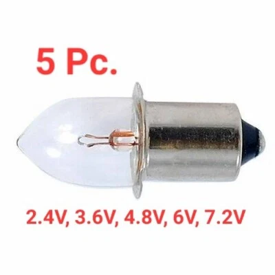 5x Krypton Torch Bulbs - Available in 2.4V, 3.6V, 4.8V, 6V, 7.2V.