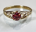 Vintage Ring, Size 6 ,10K Gold , Certified Red Color Lab Created Moissanite.