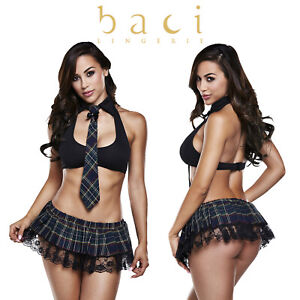 Baci Lingerie Sexy School Girl Set One Size Erotic Uniform Costume Cosplay Party