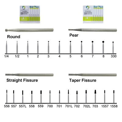 Wave Dental Surgical Bur Round Long 2 4 6 8 557L 702 25mm Carbide Bur High Speed - Image 1 of 4