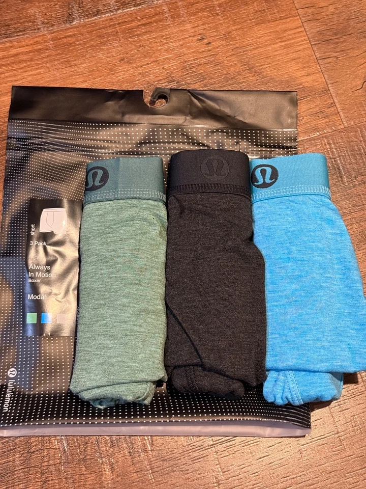 Paquete de 3 calzoncillos boxer modales Lululemon Always In Motion negro/verde/azul S/M/L/XL Foto 1 de 1
