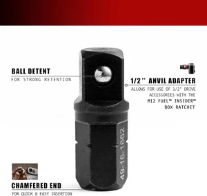 Per Milwaukee 49-16-1662 Adattatore incudine a cricchetto 1/2" INSIDER Box (1pz) - Foto 1 di 12
