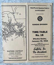 Vintage 1954 Union Pacific Railroad Kansas Timetable #18 For Employees Pamphlet