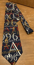 Vtg 1996 Atlanta Olympics Silk Neck Tie Made In USA Navy Red Gold ACOG 1992