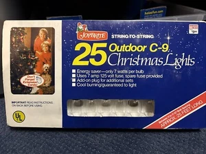 Vtg White Joybrite String To String 25 Indoor/Outdoor C9 Bulbs Christmas Lights - Picture 1 of 8