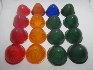 Lot of 16 Red Amber Blue Green Vintage Round Clearance Light Lenses - Picture 1 of 5