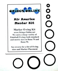 Air America Master Paintball O-ring Oring Kit 80 O-rings Total 10 each - 8 sizes - Picture 1 of 1