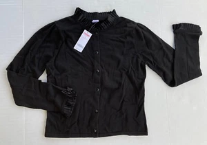 Cárdigan Gymboree Holiday Classics para mujer M 8-10 negro plisado adornado satinado nuevo con etiquetas - Imagen 1 de 2