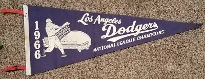 Banderín de tamaño completo de campeones de la Liga Nacional de los Dodgers de Los Ángeles 1966 de colección Foto 1 de 4