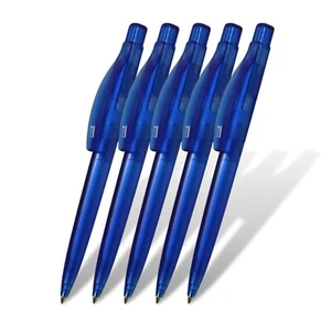 5x Hochwertige Kugelschreiber mit Großraummine - Druckmechanik - mattblau - NEU - Bild 1 von 5