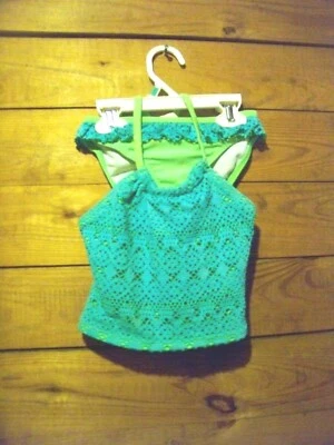 Traje de baño Tankini verde azulado St. Tropez para niñas talla 4 usado en excelente estado Foto 1 de 4