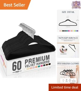 60 Pack Velvet Hangers Non-Slip Heavy Duty Slim Suit Closet Organizer Space S... - Picture 1 of 11