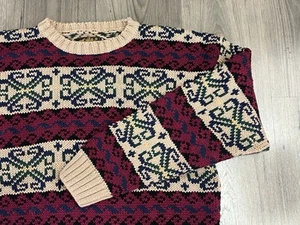 Vintage Eddie Bauer Sweater Fair Isle Winter Holiday Mens Medium 80s 90s - Picture 1 of 6