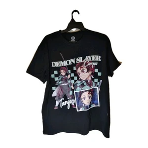 Demon Slayer: Kimetsu no Yaiba Tanjiro T-Shirt Front Back Print Black Mens 2XL - Picture 1 of 5