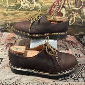 Dr Martens 4 Eye Shoes UK 7 US 8 Crazy Horse Dark Brown 1561 Oxford Made England - Picture 1 of 11