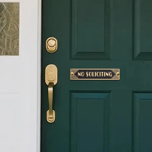 Brass No Soliciting Sign 6.5" for Home/Office Brushed Matte Brass Finish Hidden - Picture 1 of 5