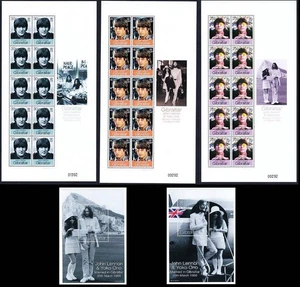 GIBRALTAR 1999 JOHN LENNON x3 M/S + x2 S/S MNH MUSIC, CINEMA - Picture 1 of 1