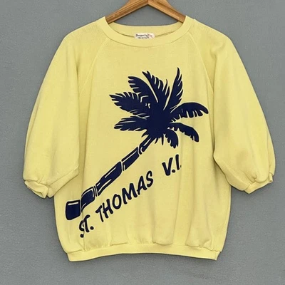 Pulôver gráfico vintage St Thomas VI feminino S amarelo pálido palmeira - Imagem 1 de 4