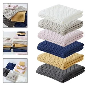 Soft Textured Bath Towels in a Convenient Three Piece Waffle Weave Set - Picture 1 of 38