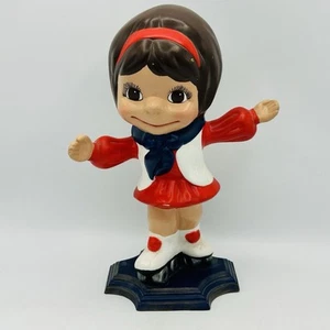 VTG 70s Ceramic Atlantic Mold Roller Skater skating Girl Figurine Mini Dress 12” - Picture 1 of 11