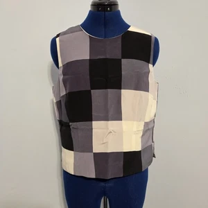 Spenser Jeremy Vintage Silk Plaid Button Back Tank Top Size 10 - Picture 1 of 4