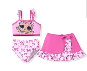 Sz 3Y L.O.L. Surprise! Girls 3 Piece Swimsuit Tankini Bow Ruffle Adjustable - Picture 1 of 5