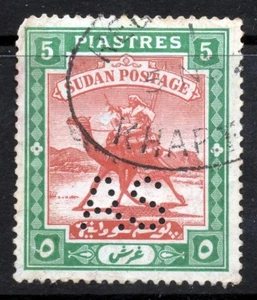 SUDAN 1913-22 Camel Postage 5p.Brown & Green Perforated A S SG A24 VFU - Picture 1 of 2