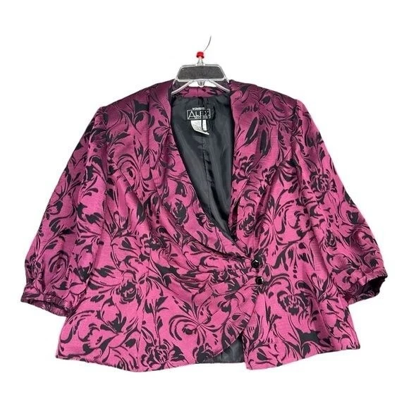 Alex Evenings 1X Chaqueta Formal Rosa Negra Estampado de Pergamino Noche Fiesta Evento Forrada Foto 1 de 4